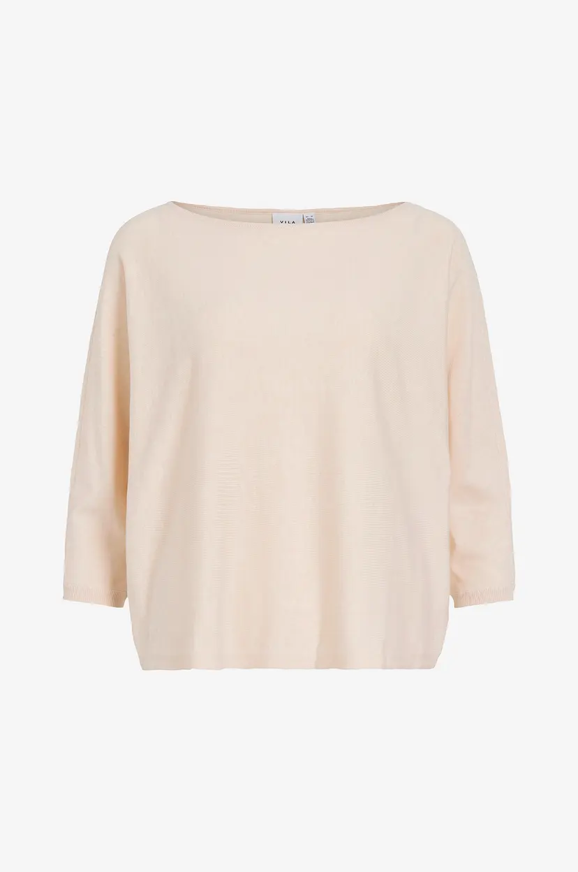 Vila Genser viMalu Boatneck 3/4 Sleeve Knit - Beige