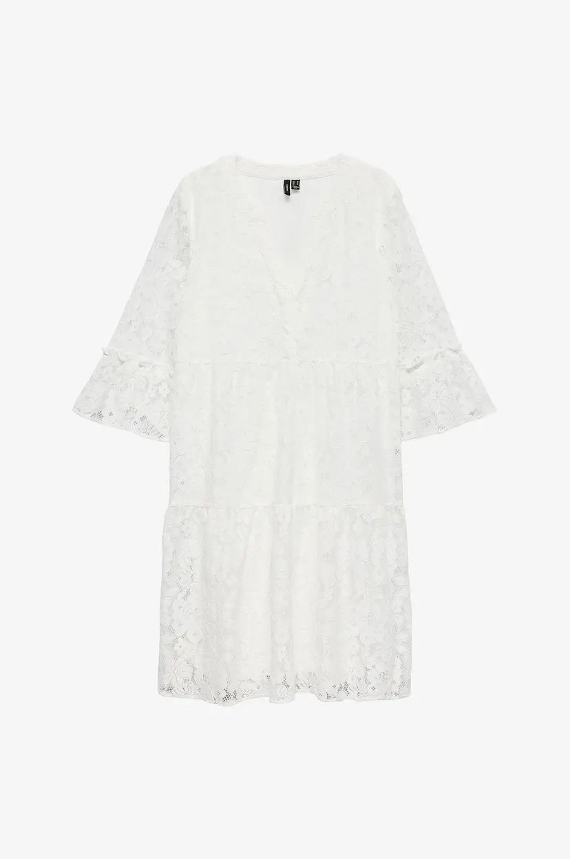 Vero Moda Curve Blondetunika vmHoney Lace 3/4 V-neck Tunic Wvn - Hvit