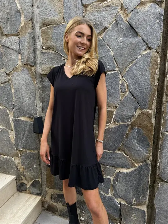 Liberté essentiel Liberté - Alma U-TShirt Frill Dress - Black