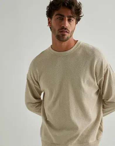 Only & Sons Only & Sons Onsjob Rlx Ls Boucle Crew Knit Strikkegensere Beige