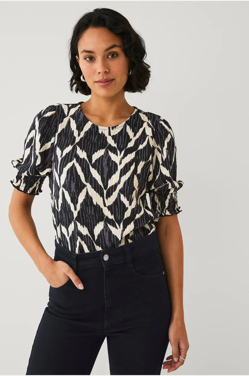 Ellos Collection Kortermet jerseybluse - Svart