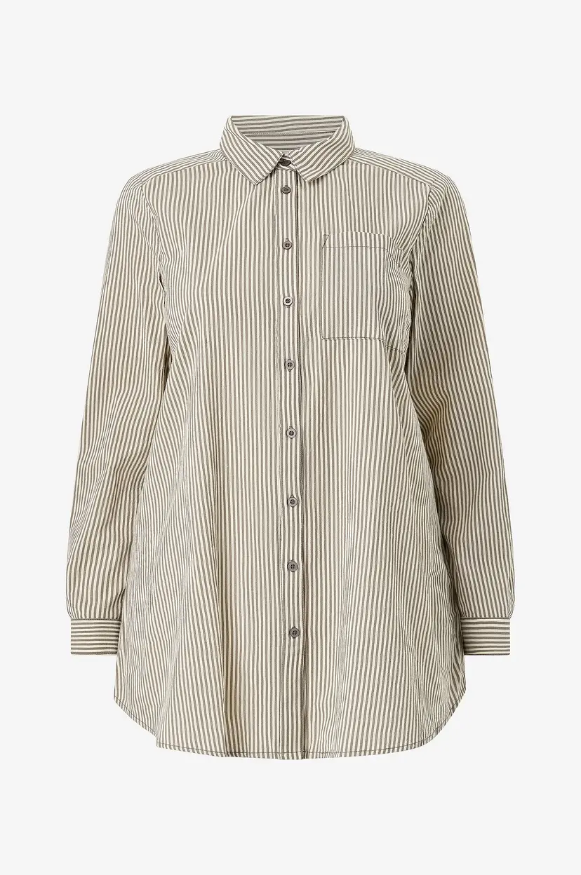 KAFFE Curve Skjorte kcNana Striped Shirt Tunic - Beige