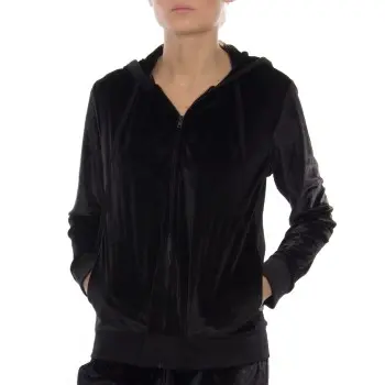 DKNY Insert Logo LS Sleep Hoodie Svart polyester Small Dame