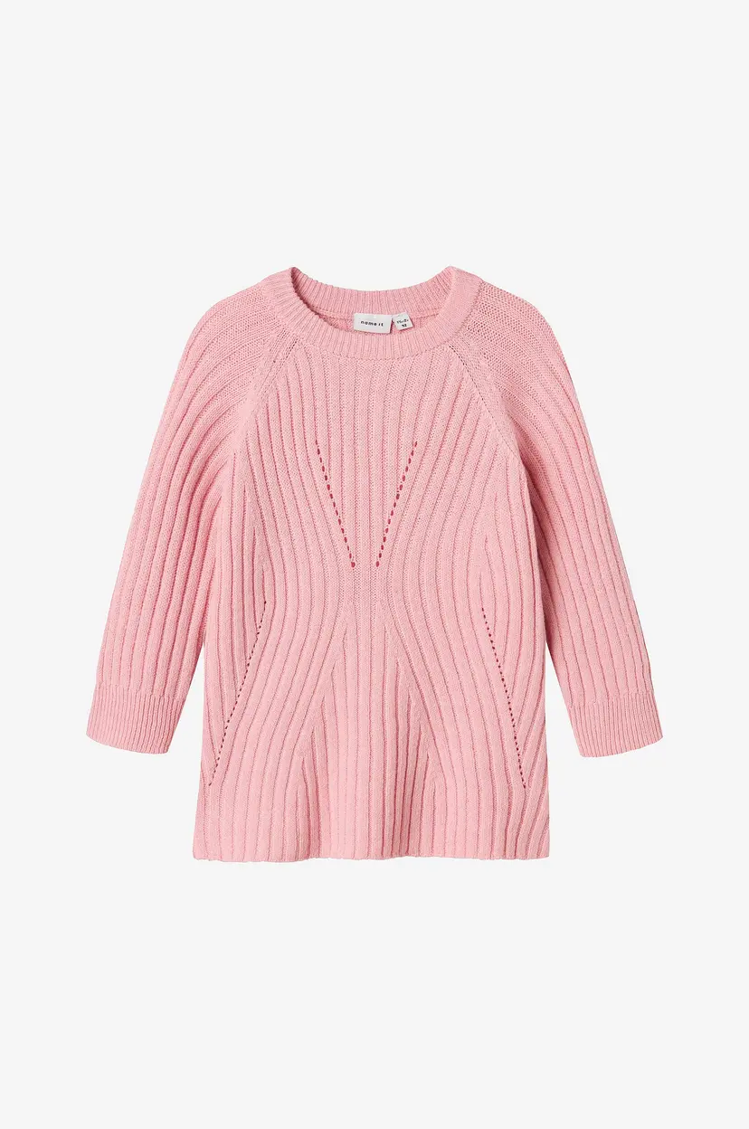NAME IT Kjole nmfRikine LS Knit - Rosa