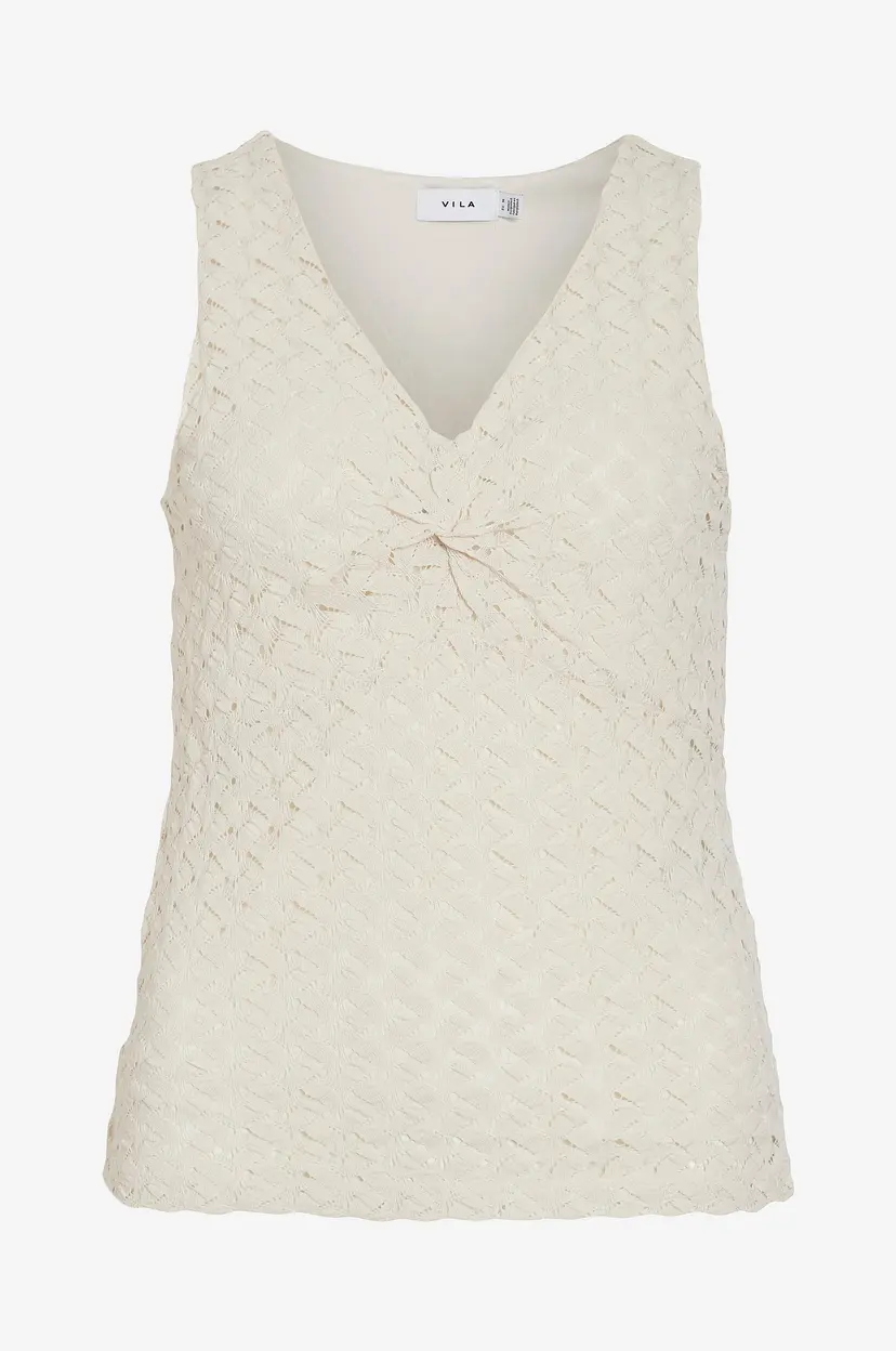 Vila Topp viSolira V-neck S/l Top/dfs - Beige