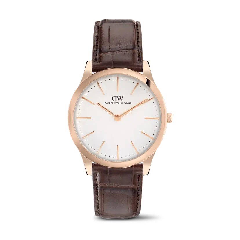 Daniel Wellington Rose Gold 39mm Watch Pathfinder Brown-croc Frost-white | DW