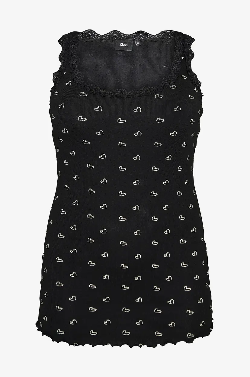 Zizzi Singlet mLiv S/L Aop Top - Svart