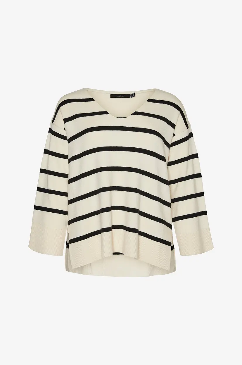 Vero Moda Curve Genser vmCsaba LS V-neck Pullover - Beige