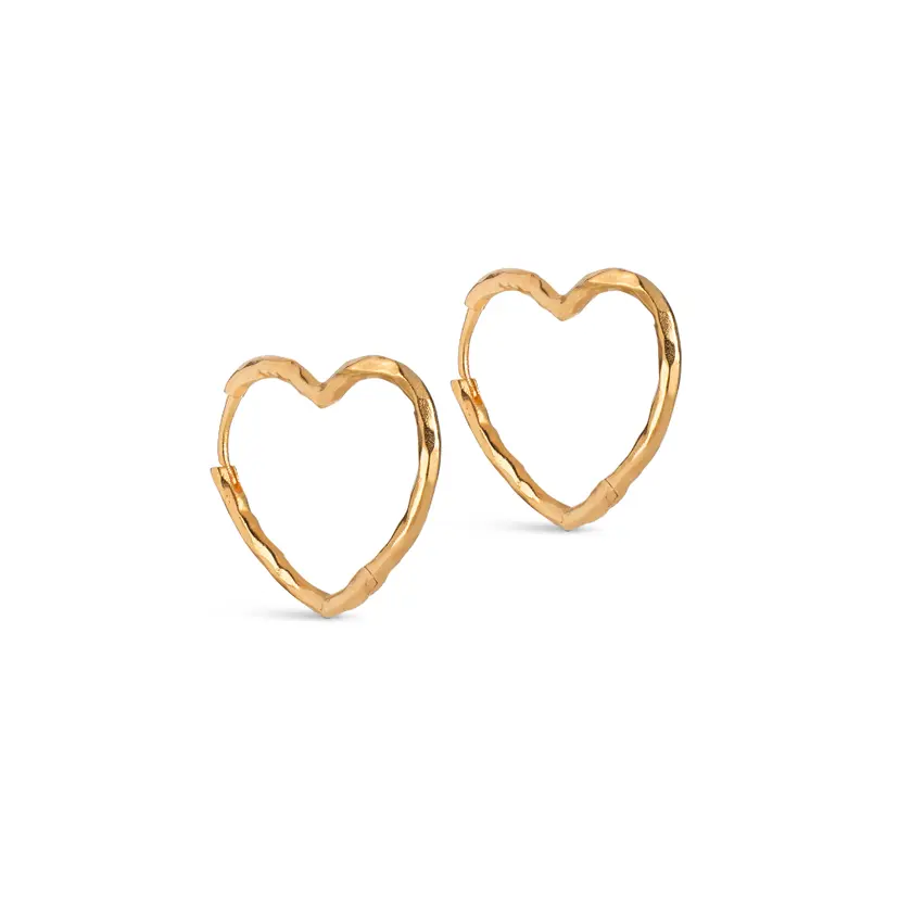 Enamel Enamel - Organic Heart Medium Hoops i forgyldt - E414GM