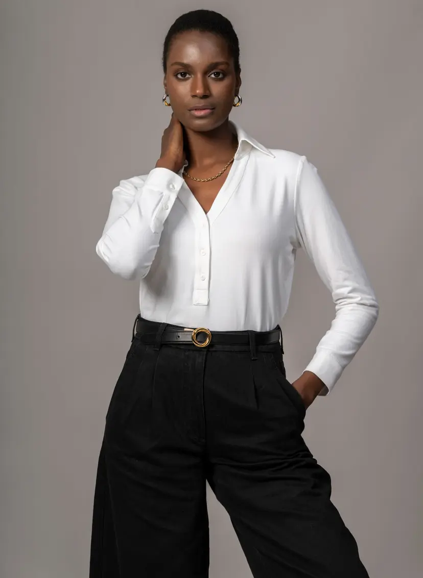 The Shirt Company MEREDITH SHIRT - White, Cotton Jersey
