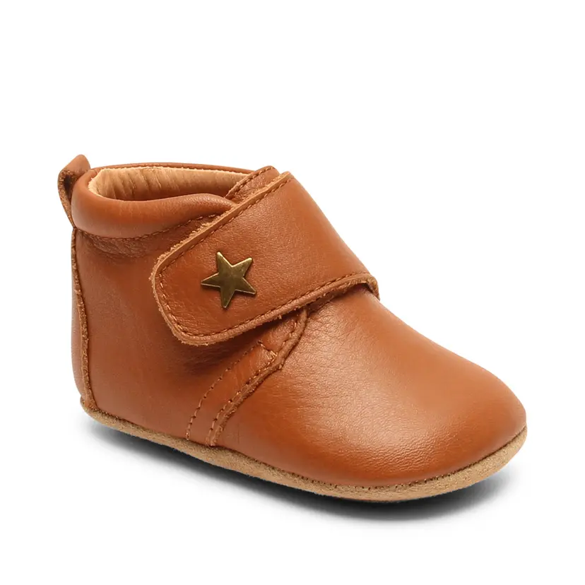 Bisgaard Tøfler i skinn "Star" Cognac