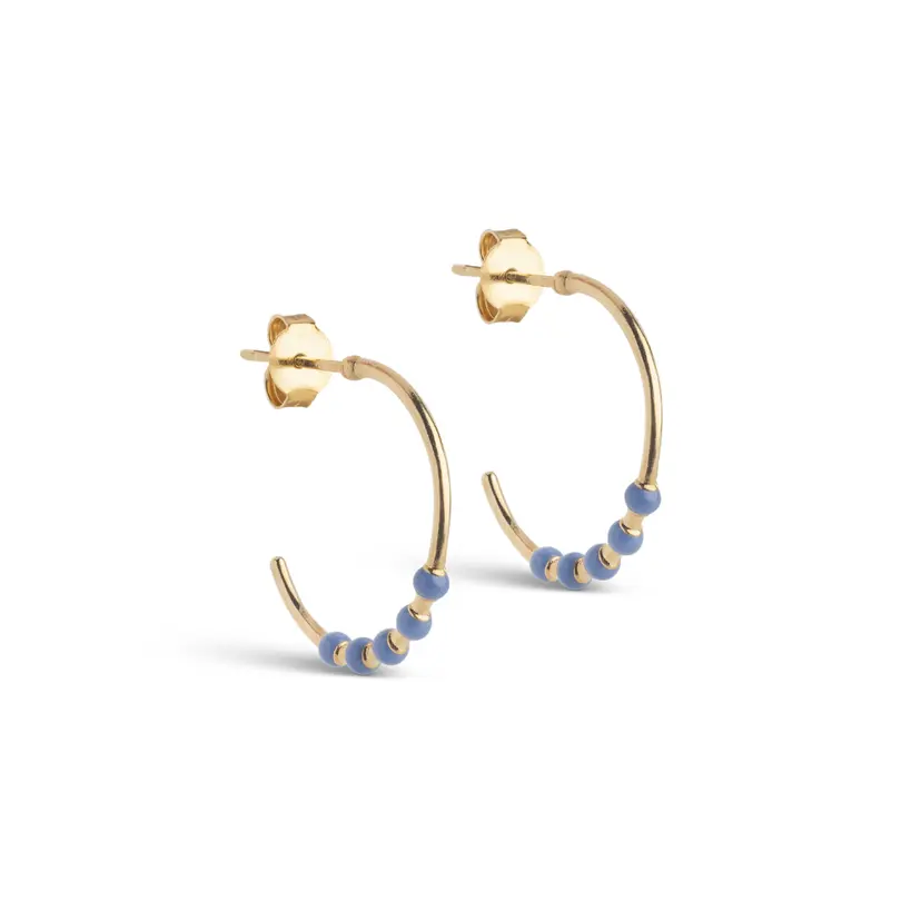 Enamel Enamel - Lola Large Cornflower Hoops i forgyldt messing - E494GB-Cornflower