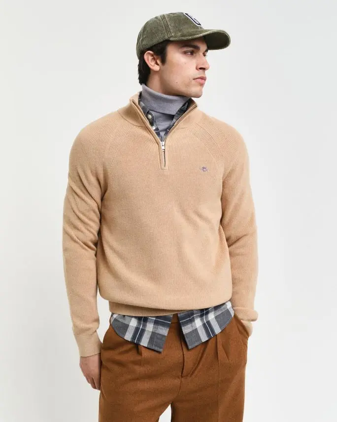Gant COTTON WOOL RIB HALF ZIP