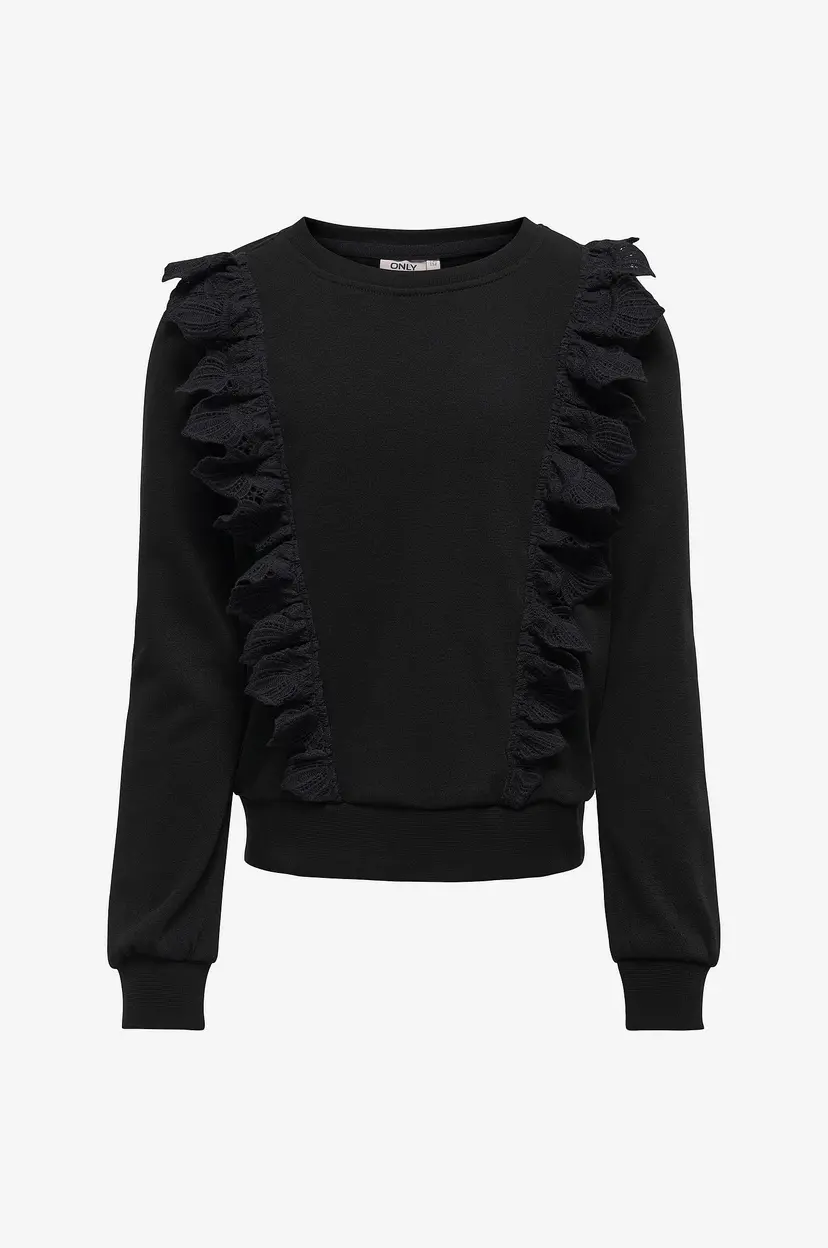 Kids Only Collegegenser kogMmirta Life L/S O-neck Frill Swt - Svart
