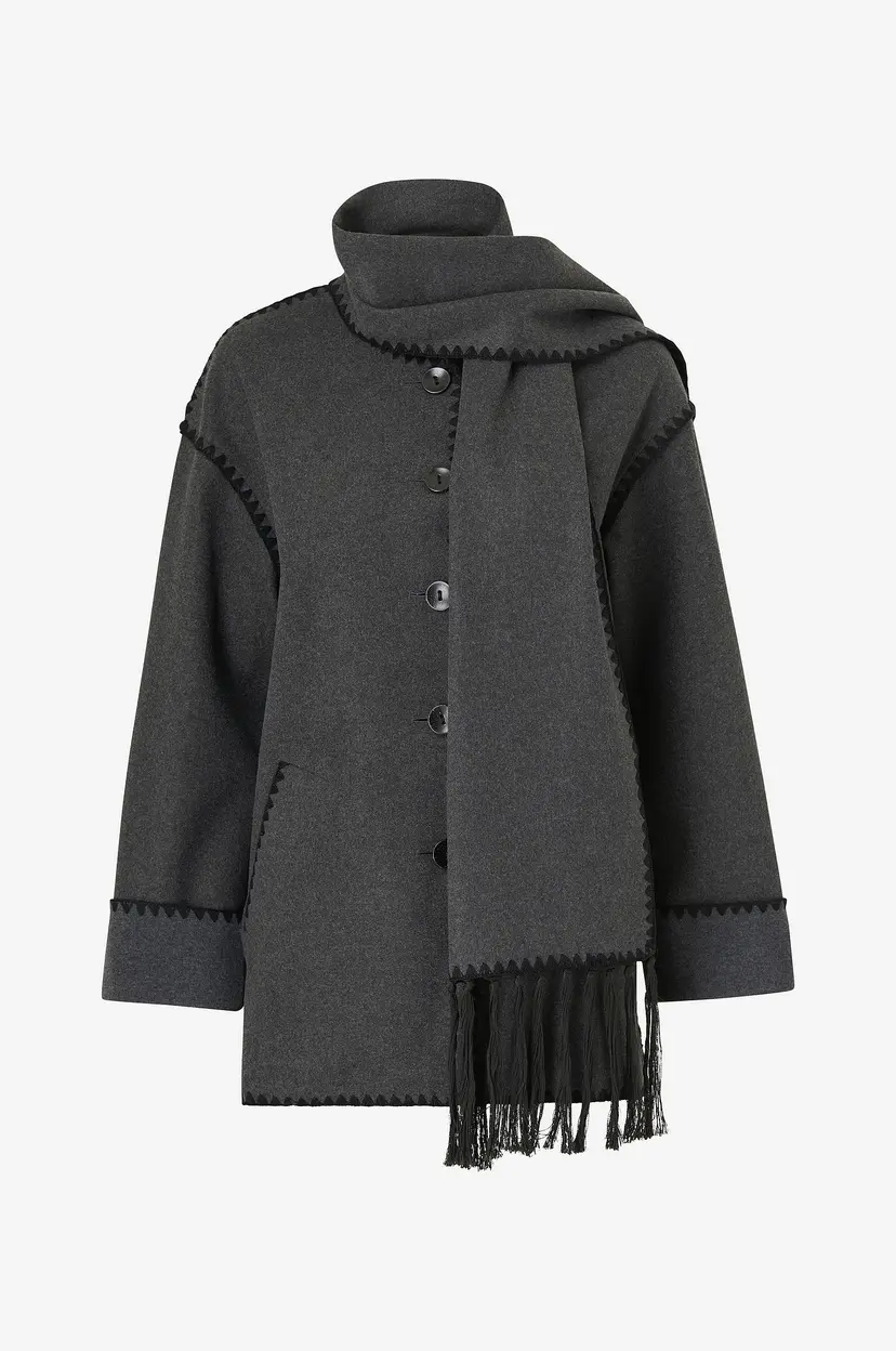 ONLY Kåpe onlElba Life Scallop Edge Scarf Coat - Grå