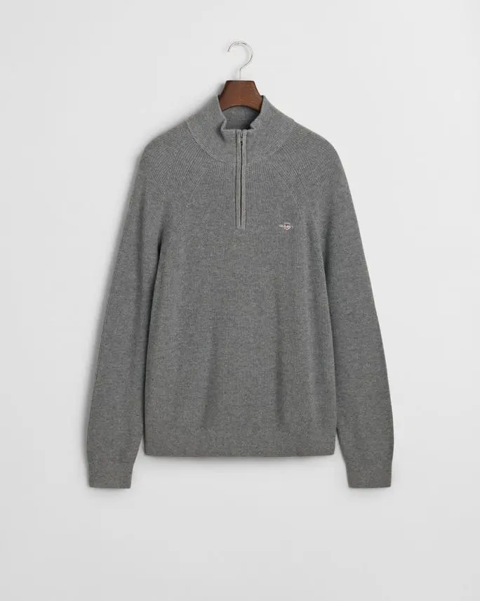 Gant COTTON WOOL RIB HALF ZIP