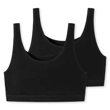 Schiesser Schiesser BH 2P 95-5 Organic Cotton Bustier Top Svart bomull 44 Dame