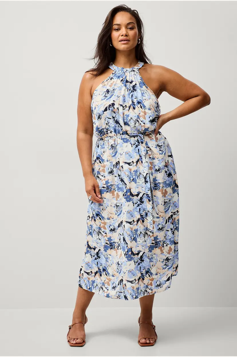 Zizzi Maxikjole vBella S/L Midi Dress - Blå