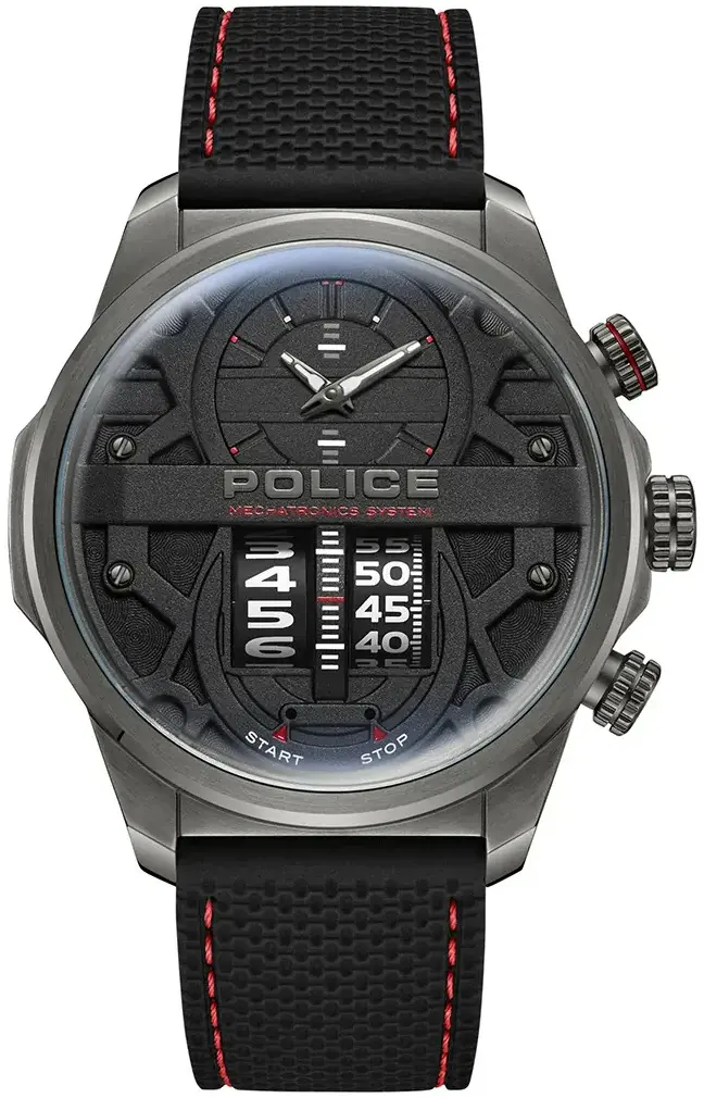Police Police Herreklokke PEWJM0006505 Rotorcrom Sort/Gummi Ø44 mm