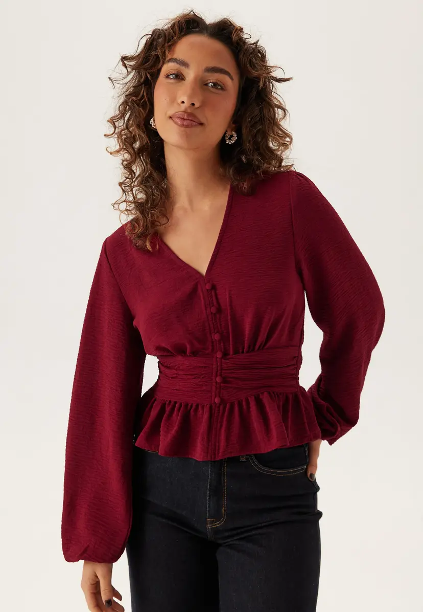Bubbleroom V-neck Button Blouse