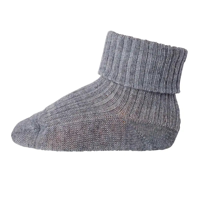 MP Babysokker i ull "Ribb" Grey melange