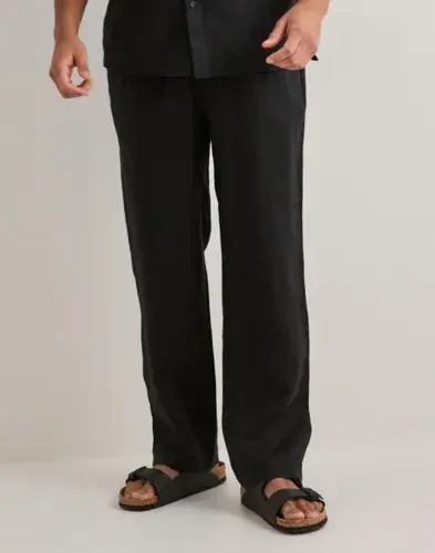 Que Sera Sera Que Sera Sera Louis Reg Linen Pants Linbukser Svart