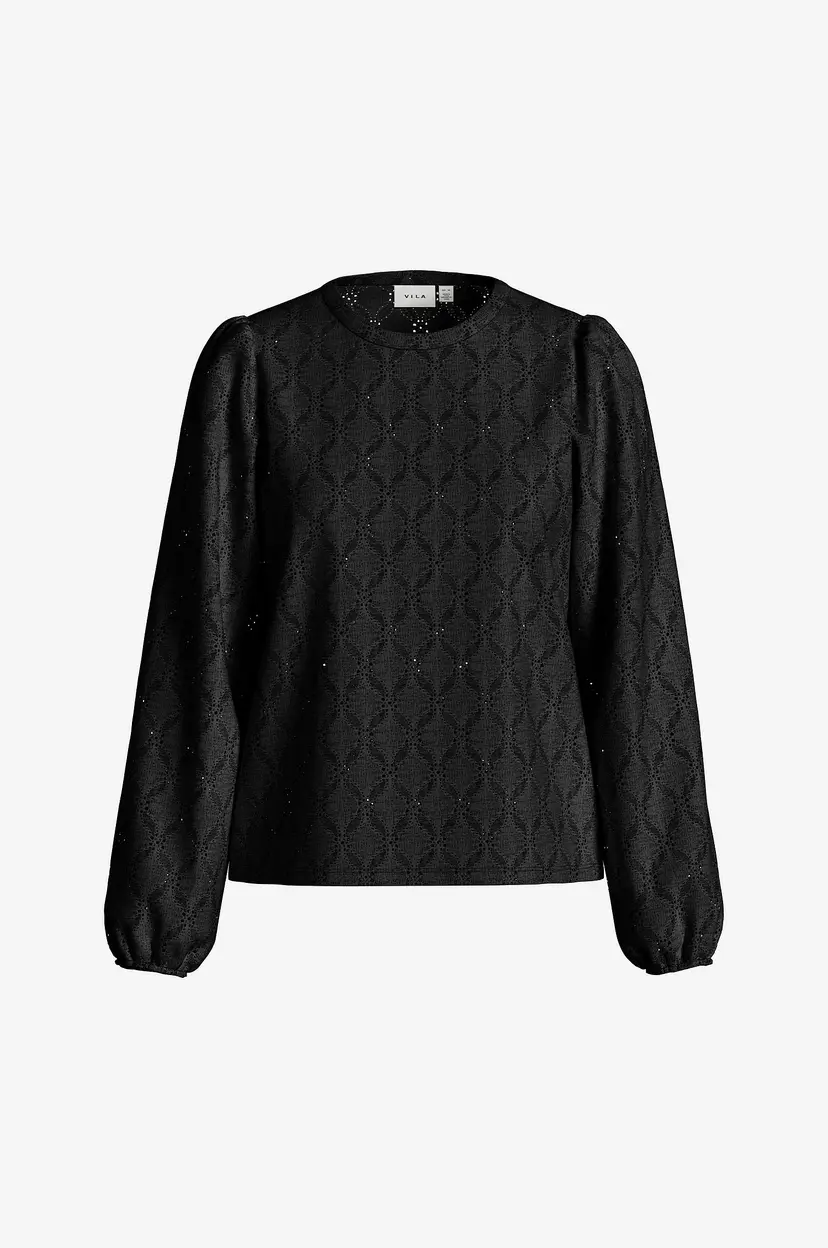 Vila Bluse viAsta O-neck L/S Top - Svart
