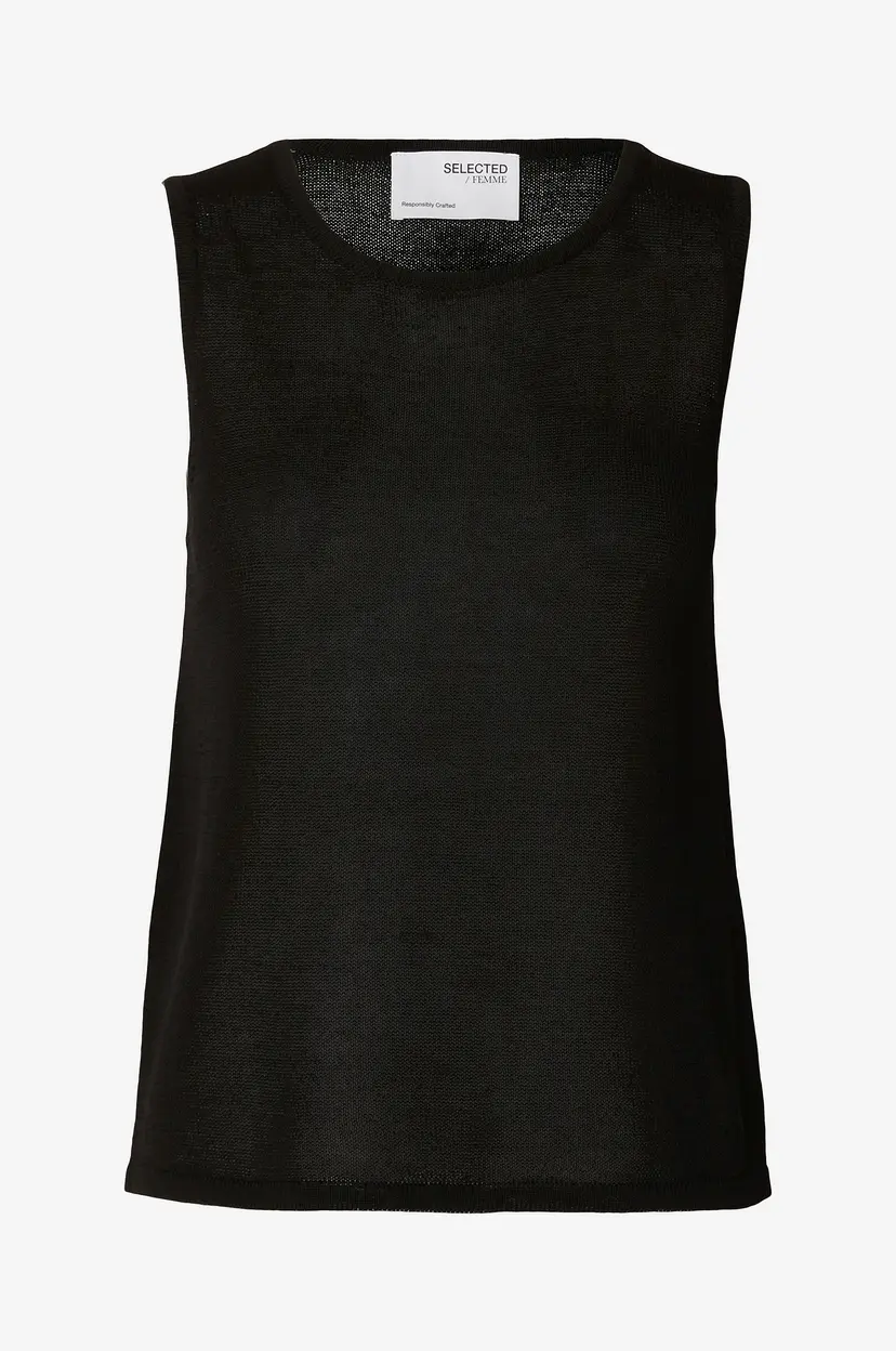 Selected Women Topp slfMoon Sus SL Knit Top B - Svart