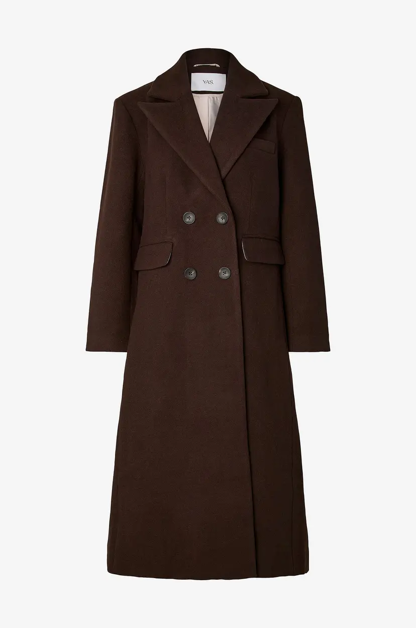 Y.A.S Kåpe Yasroyla Ls Wool Blend Long Coat S. - Brun
