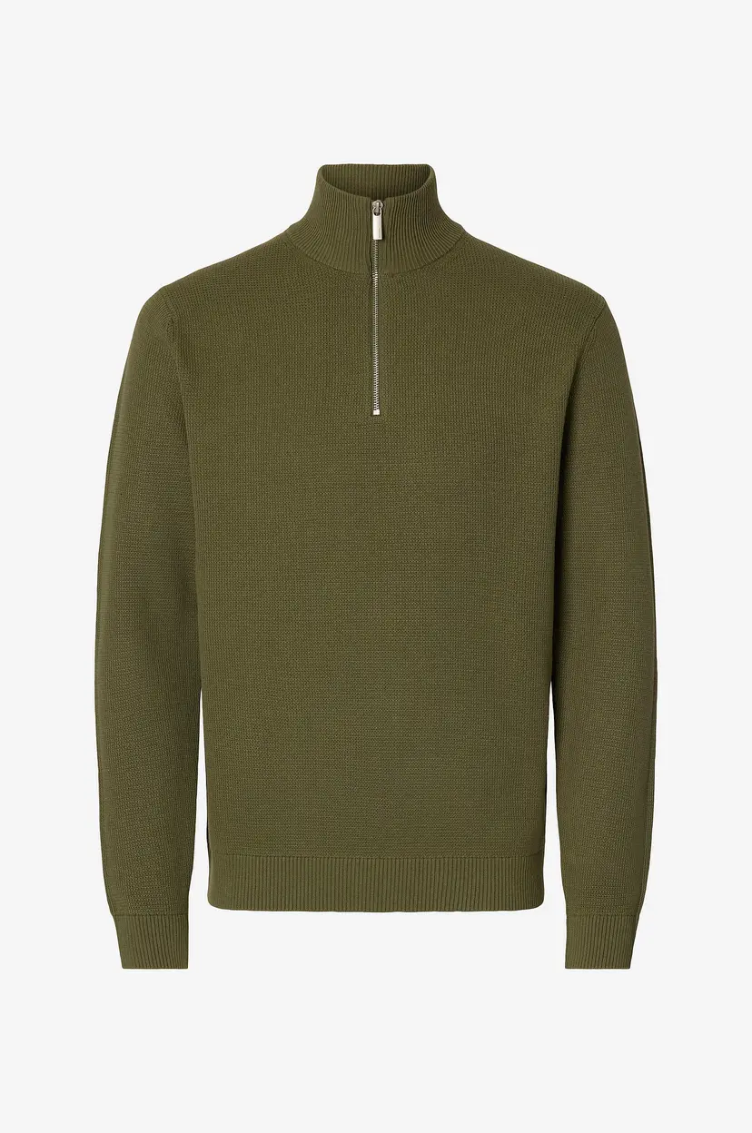 Selected Men Genser slhDane LS Knit Structure Half Zip - Grønn