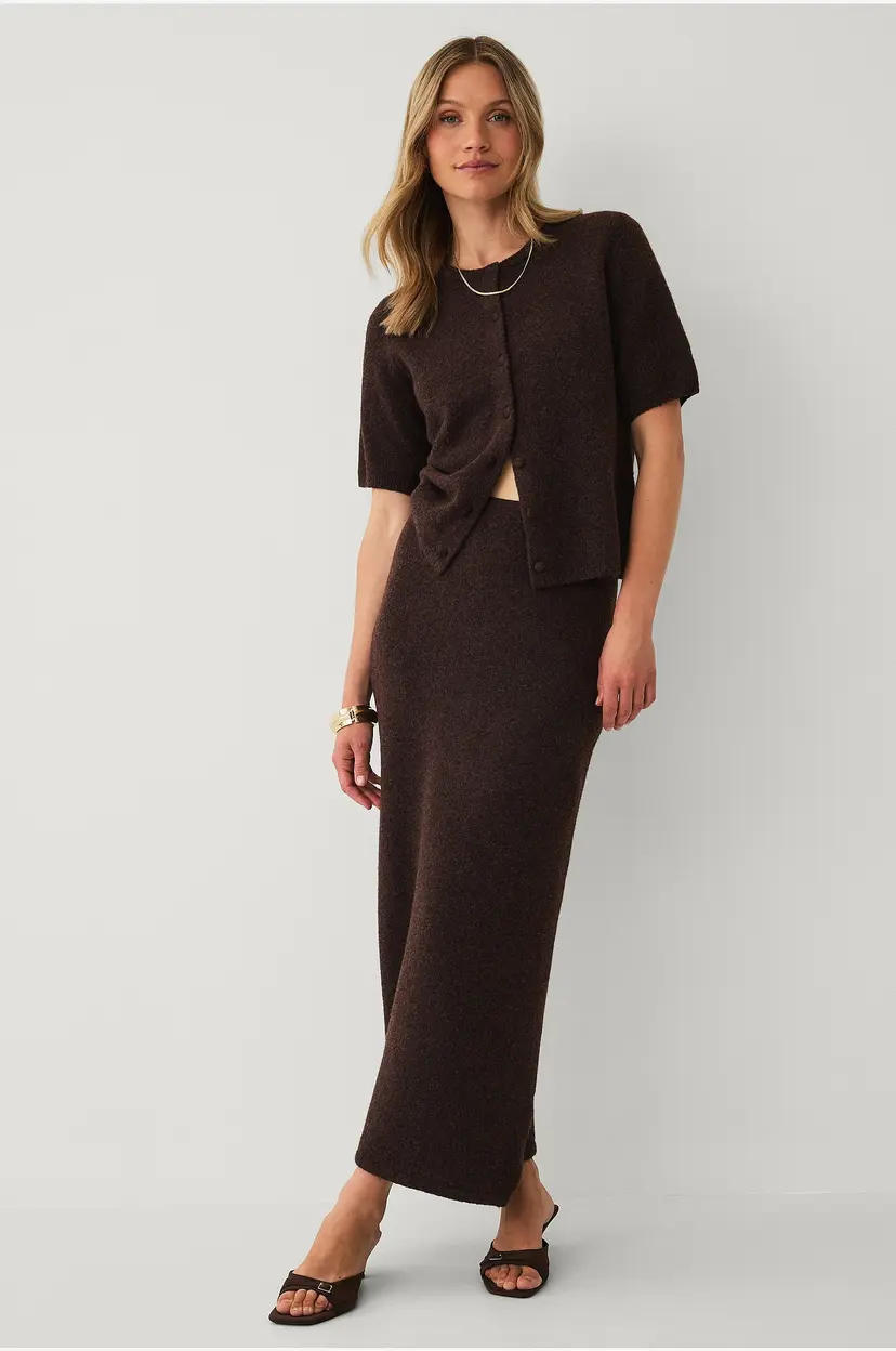 Ellos Collection Strikket maxi skjørt - Brun