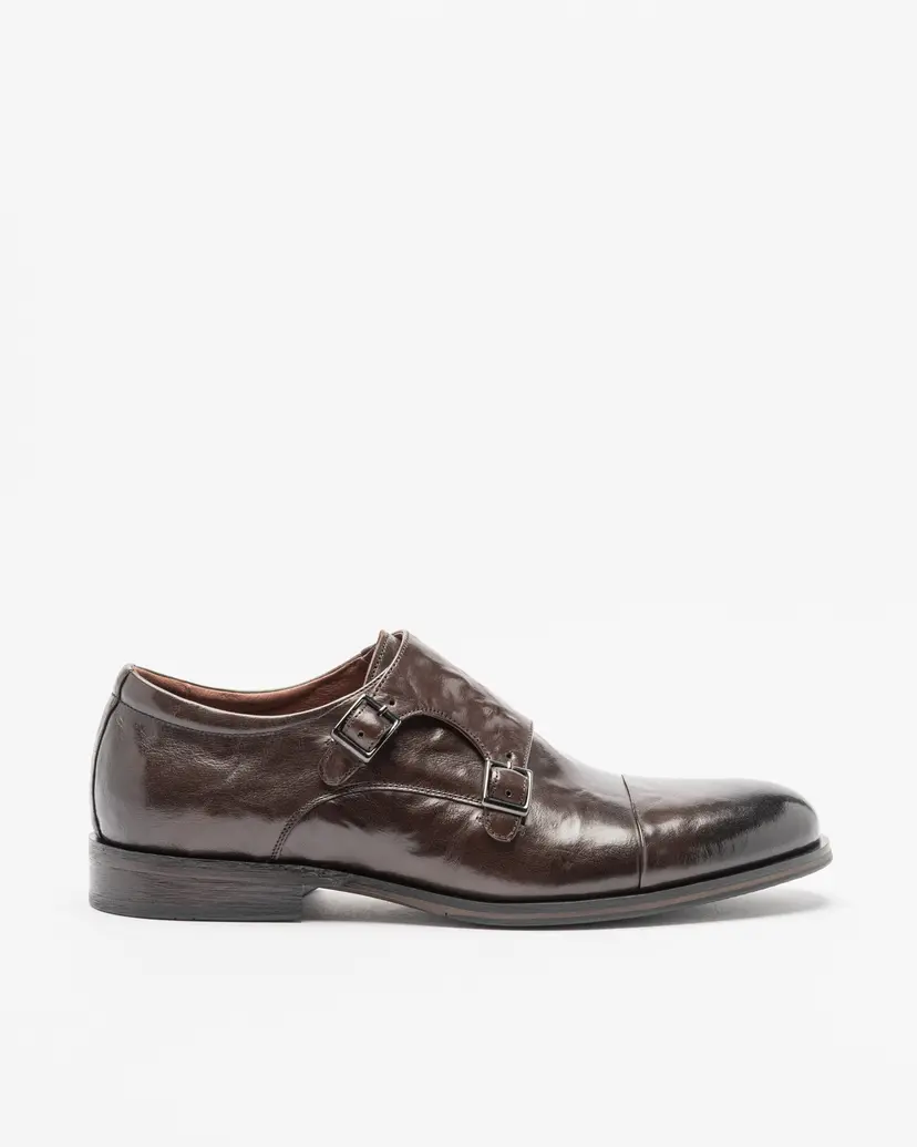 PROF PROF T229-254-AB53 Camel Monk Strap Shoes