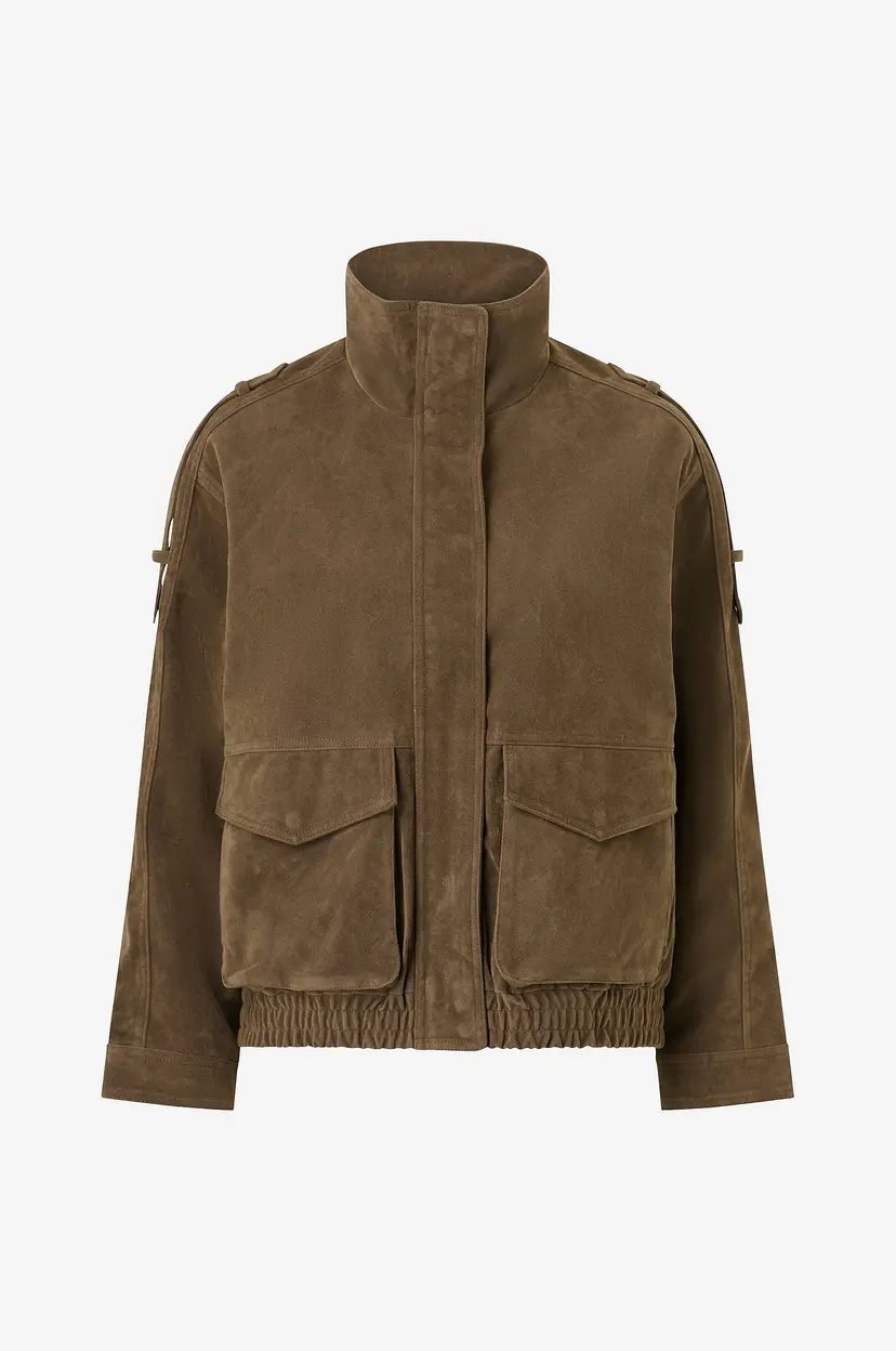 Gina Tricot Jakke Faux Suede High Neck - Brun