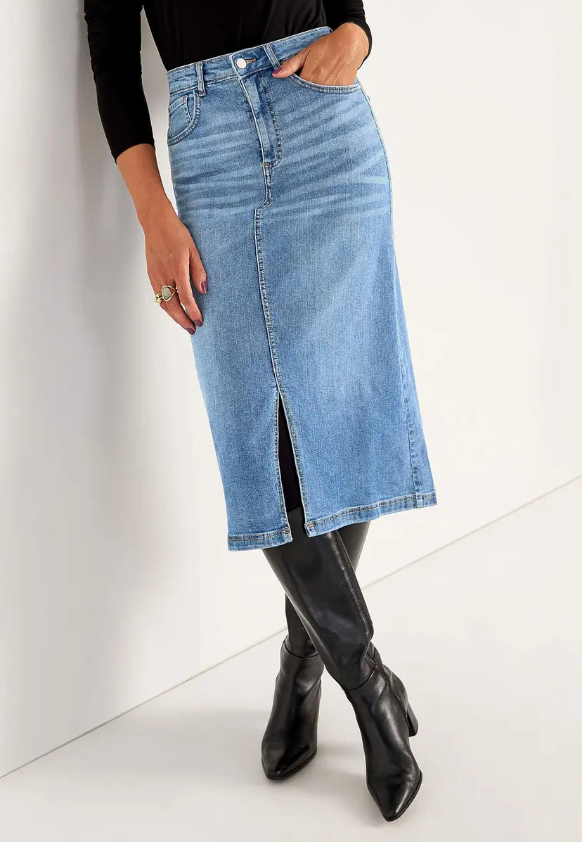 Cellbes of Sweden Denim skjørt med splitt foran