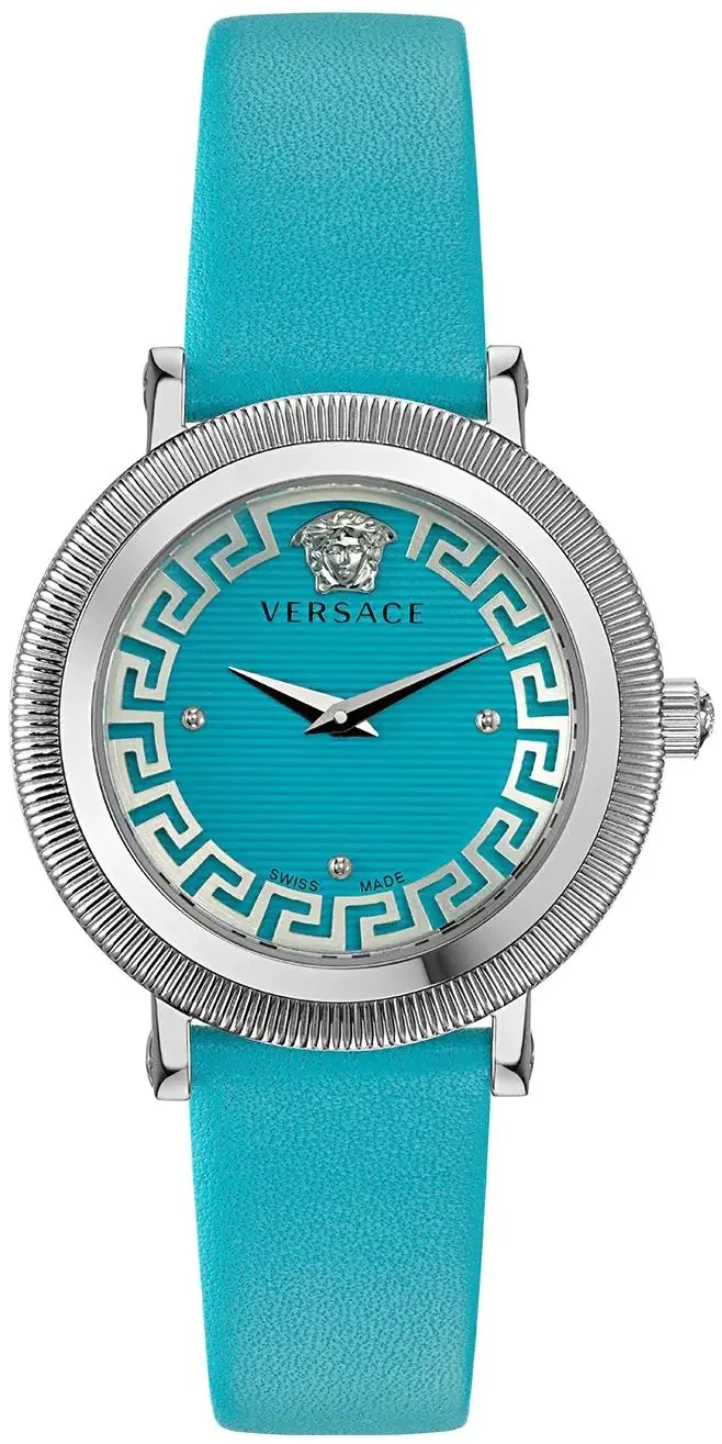 Versace Versace Dameklokke VE7F00123 Greca Flourish Blå/Lær Ø35 mm