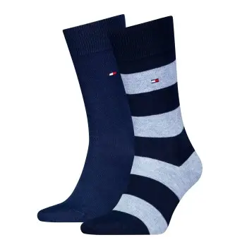 Tommy Hilfiger Tommy Hilfiger Strømper 2P Men Rugby Sock Blå/Lysblå Str 43/46 Herre