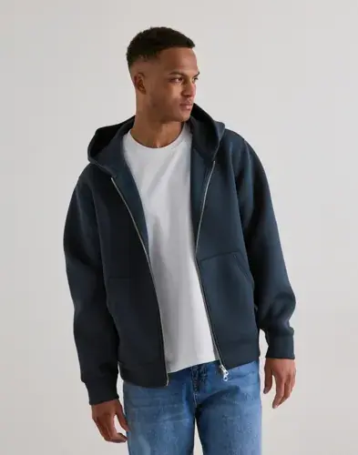 Jack & Jones Jack & Jones Jcocover Scuba Sweat Zip Hood Sn Hoodies med glidelås Blå