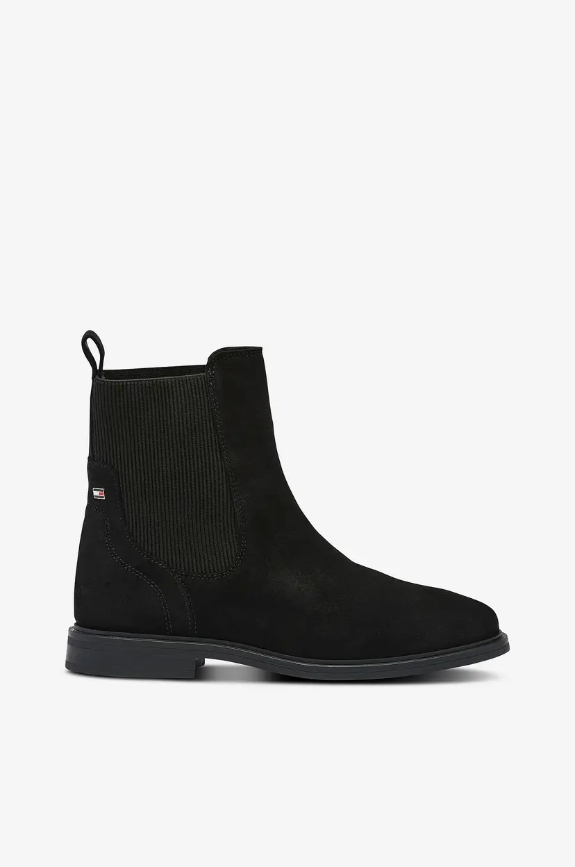 Tommy Hilfiger Chelseaboots Flag Suede - Svart