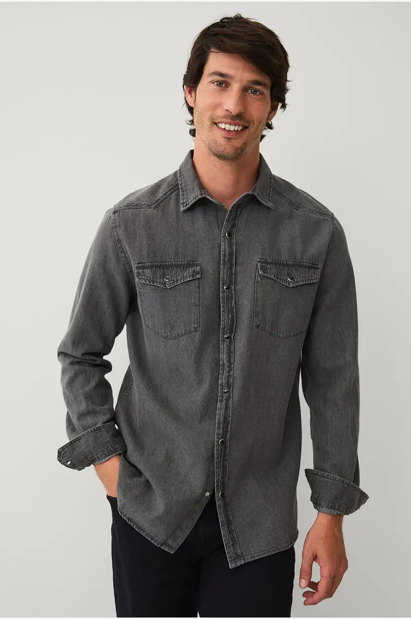 Ellos Collection Denimskjorte Brock - Grå