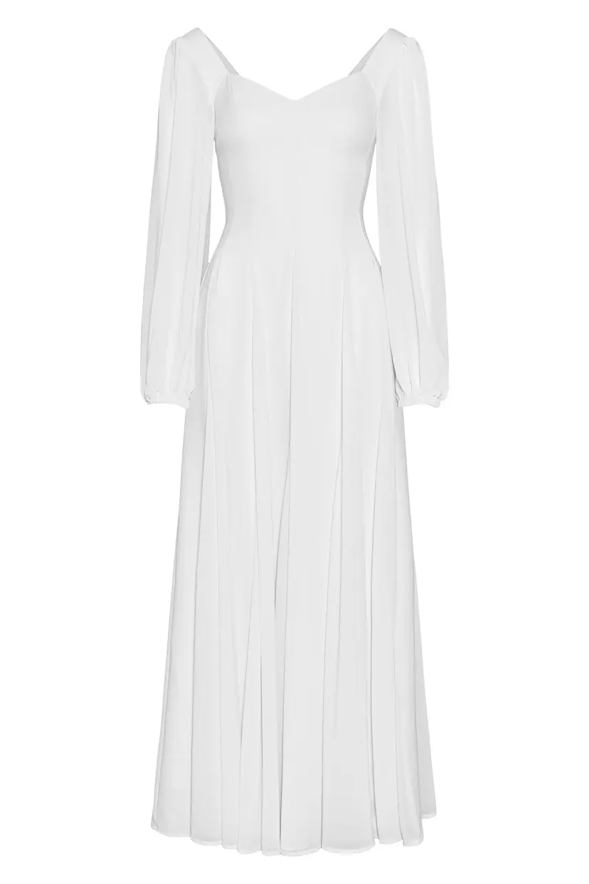 MurlongCres. Alette Maxi Dress Long Sleeves – White Bridal & Wedding Dress, XXS
