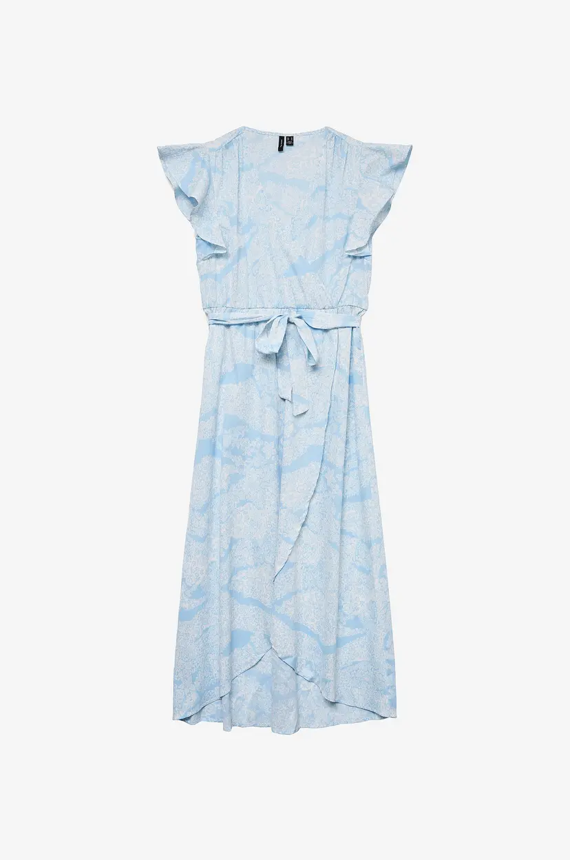 Vero Moda Maxikjole vmPage S/L Long Wrap Dress - Blå