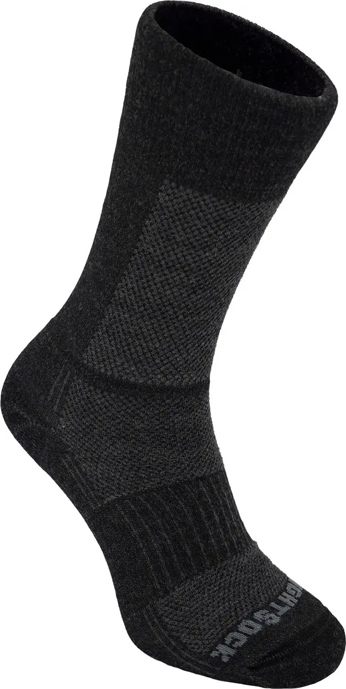 Wrightsock Wrightsock Merino Coolmesh II Merino Wool Crew Anti Blister System Grey/Black