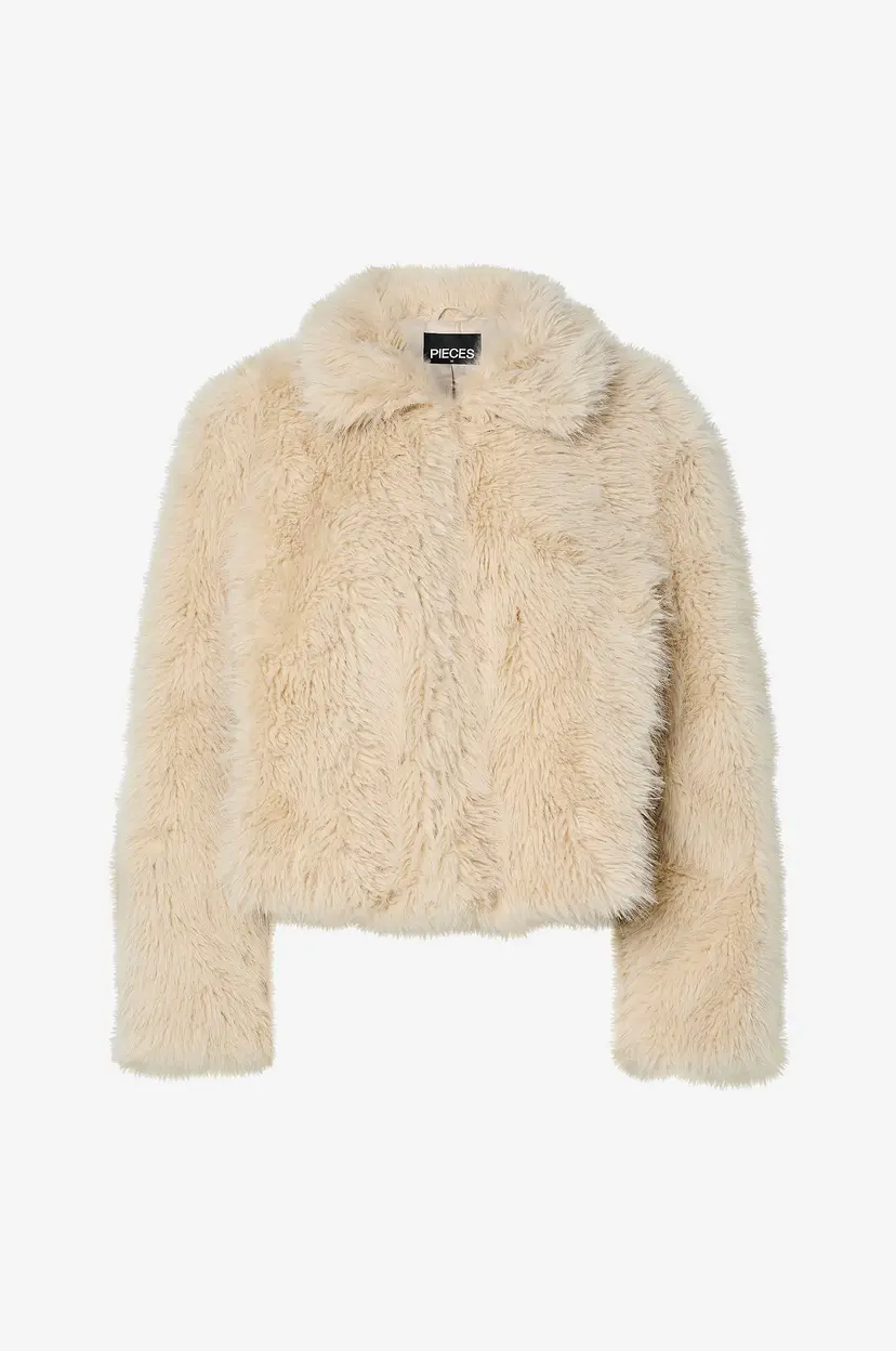 Pieces Jakke pcJilla Short Fluffy Jacket - Beige