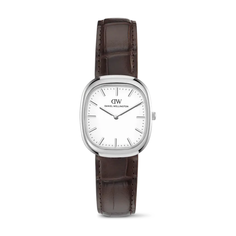 Daniel Wellington Silver 30mm Watch Cort Brown Leather | DW