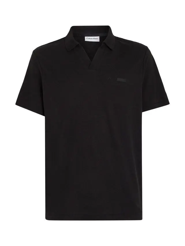 Calvin Klein COTTON LINEN OPEN COLLAR POLO