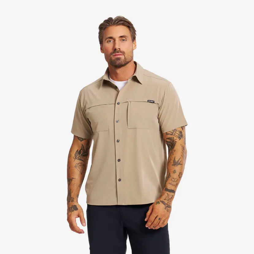 RevolutionRace Gradient Pro UV Short Sleeve Shirt Herre Khaki