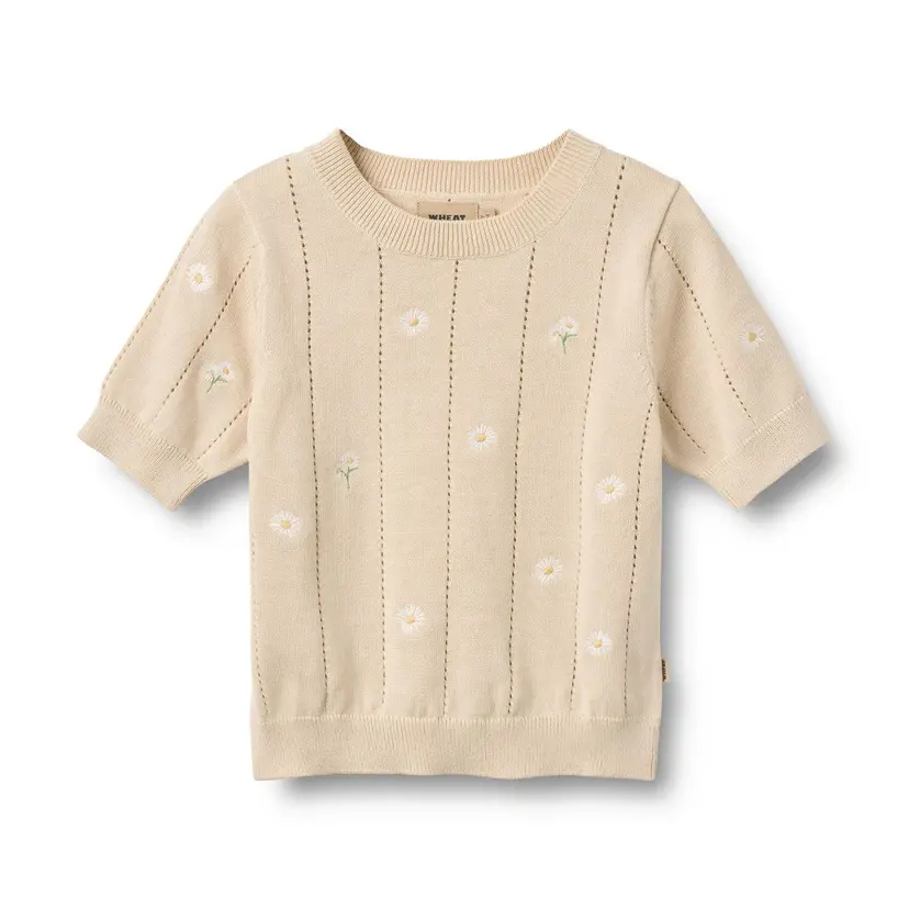 Wheat Wheat Strikket Topp Malvina  Sandshell White Flowers (98 /3 år)