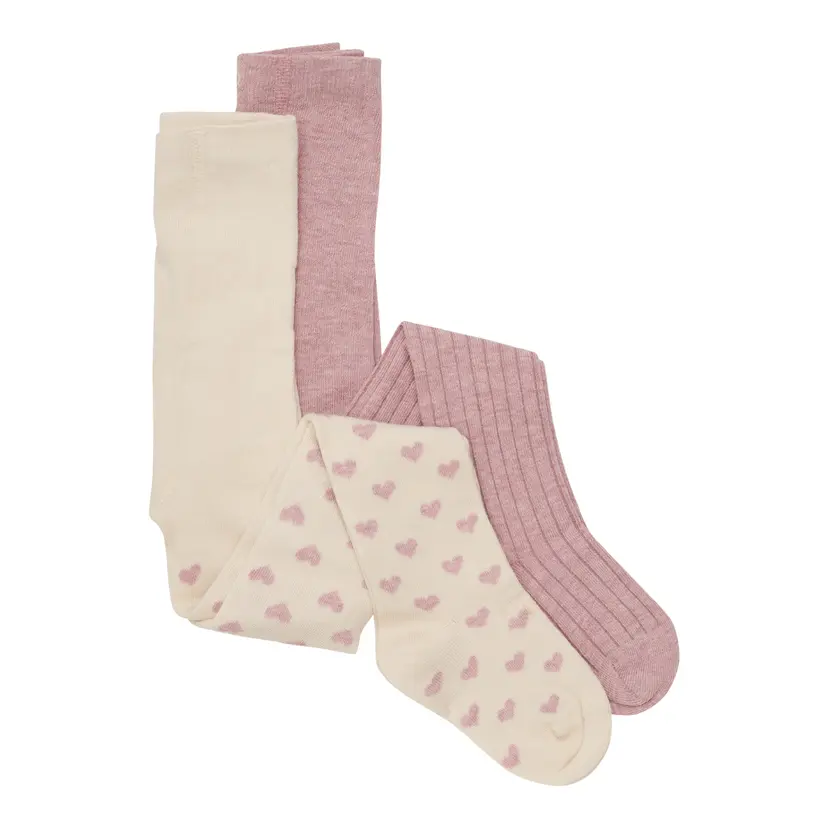 Minymo Minymo - Strømpebukser 2-pk Hearts Light Rose