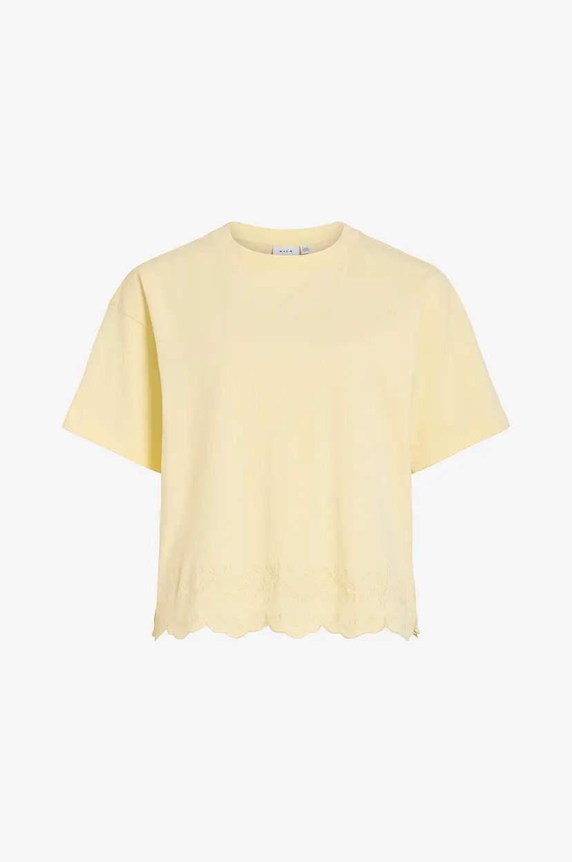 Vila Topp viNorani Emb O-neck S/S T-shirt - Gul