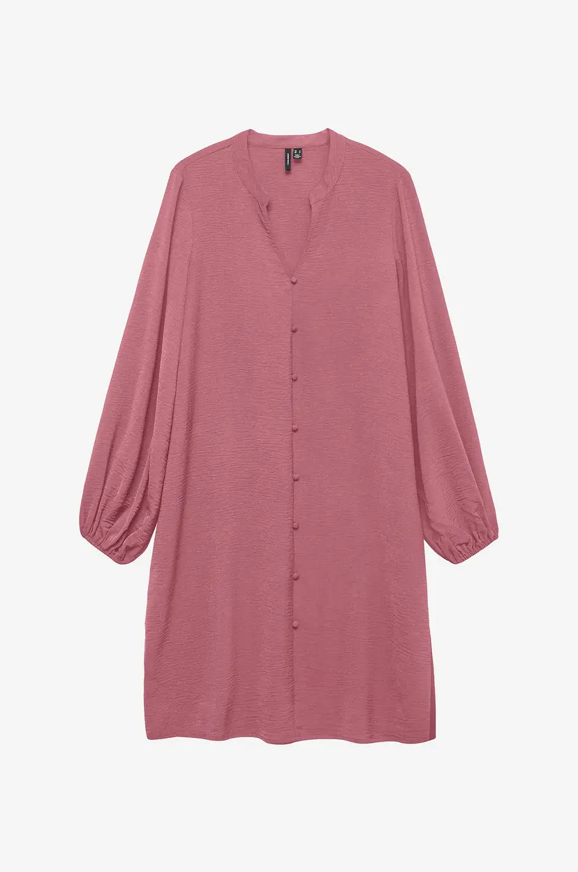 Vero Moda Kjole vmAlva LS V-neck Button Dress - Rosa